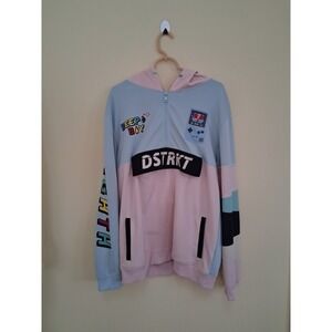 8th DSTRKT 1/4 Zip Hoodie Men's Size XL Game Over Beep Boy Pink Blue Green